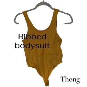 Mustard Ribbed Women's Bodysuit